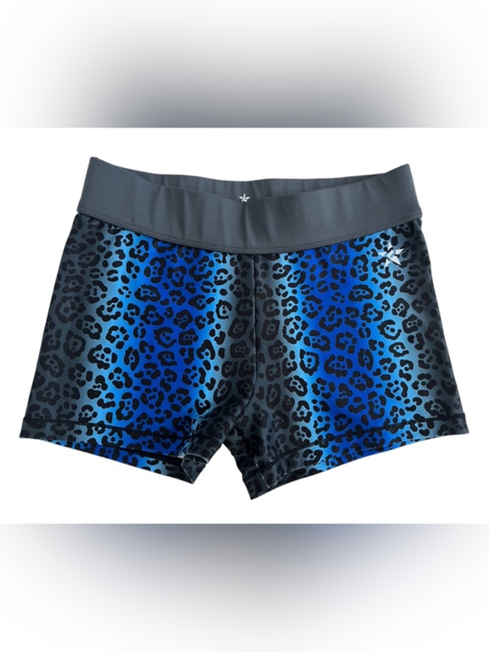 Rebel athletic Blue Leopard Print cheer Performance Shorts